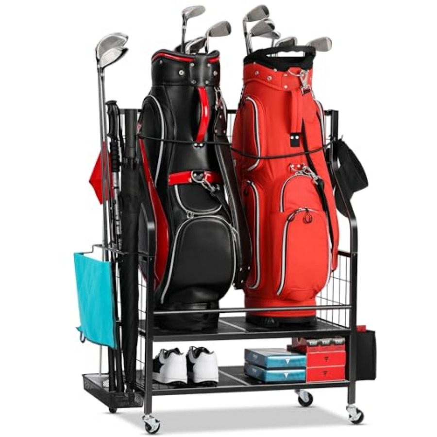 Golf Equipment Garage Storage - Golf Bag Storage Garage Organizer -