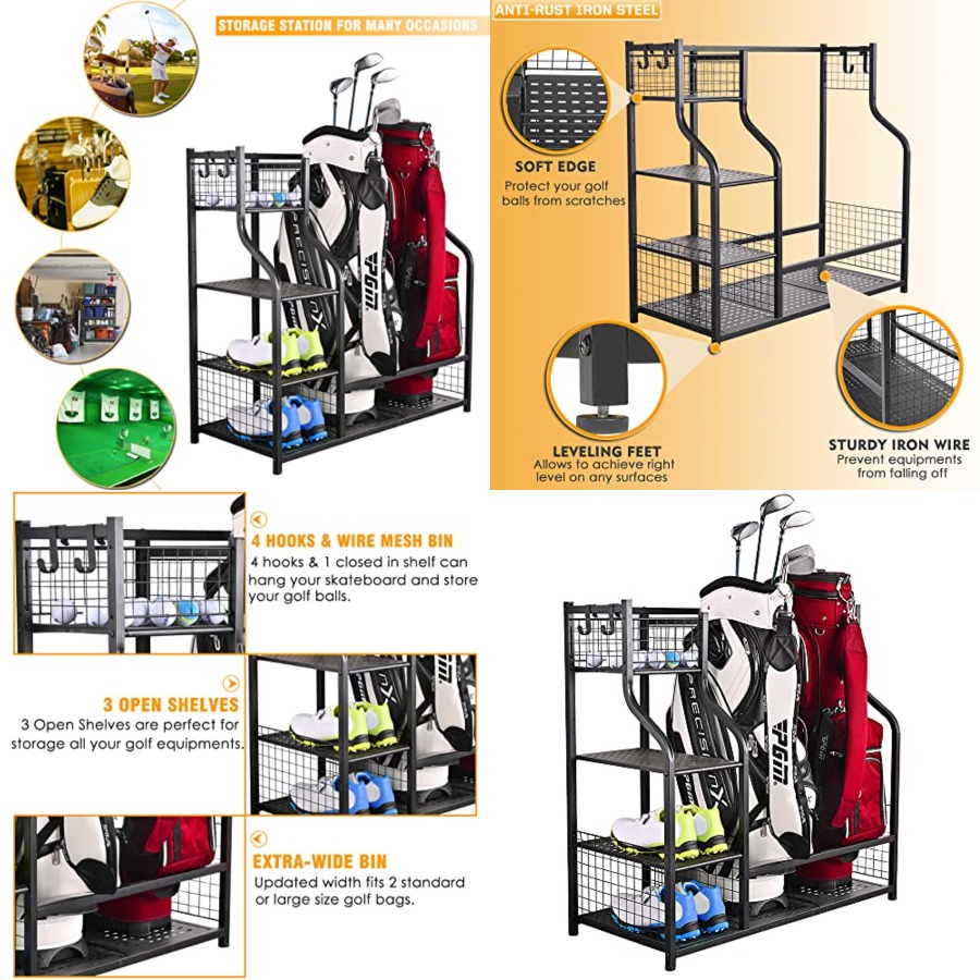 Golf Equipment Garage Storage - Golf Bag Garage Storage Organizer Extra
