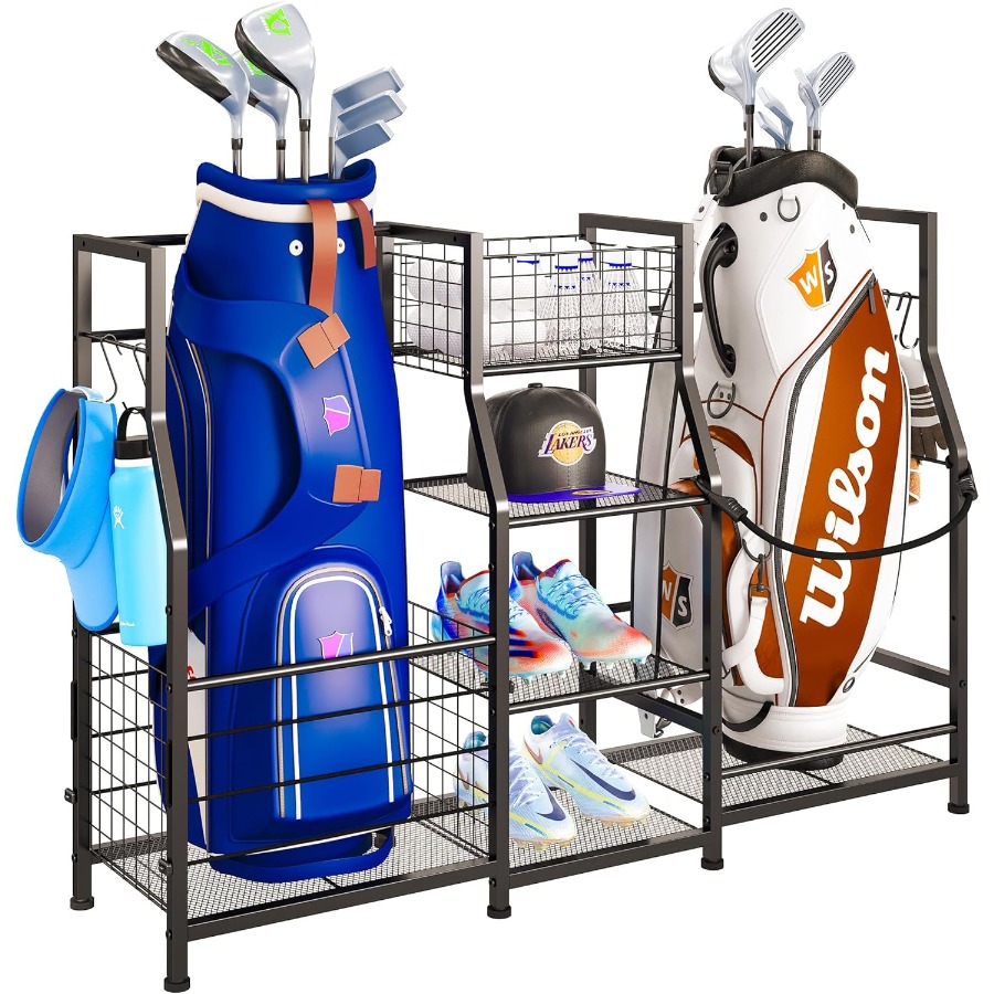 Golf Equipment Garage Storage - Golf Bag Stand Garage Storage Organizer