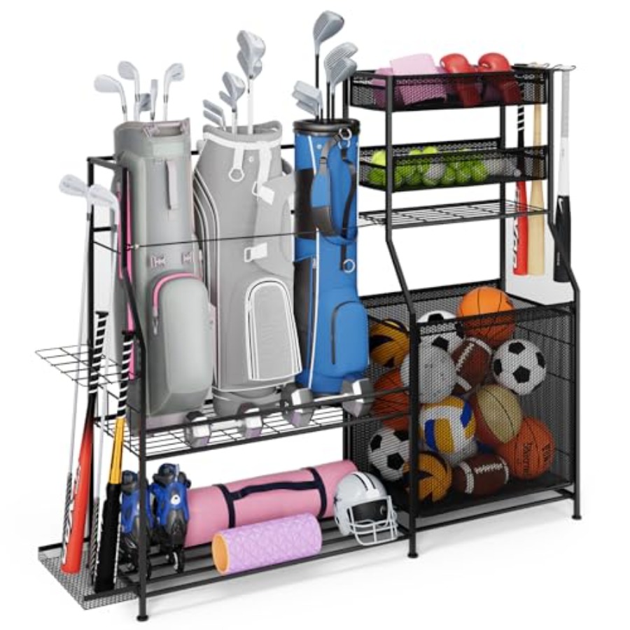 Golf Equipment Garage Storage - Garage Sports Equipment Organizer for 3