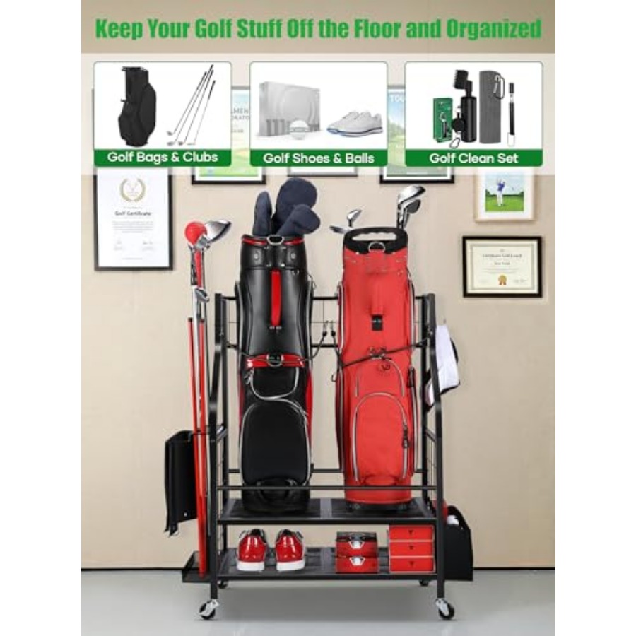 Golf Bag Storage Garage Organi - Golf Equipment Garage Storage บทวิจารณ์และราคา