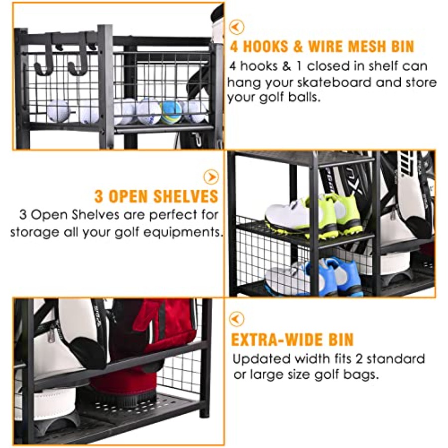 Golf Bag Garage Storage Organi - Golf Equipment Garage Storage บทวิจารณ์และราคา