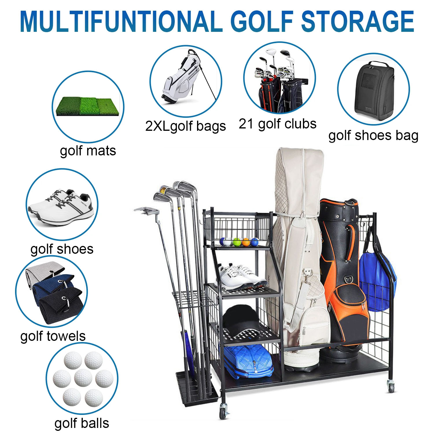 Golf Bag Storage Garage Organi - Golf Equipment Garage Storage บทวิจารณ์และราคา
