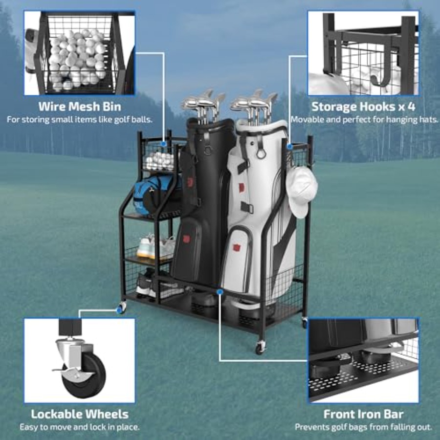 Golf Bag Storage Garage Organi - Golf Equipment Garage Storage บทวิจารณ์และราคา