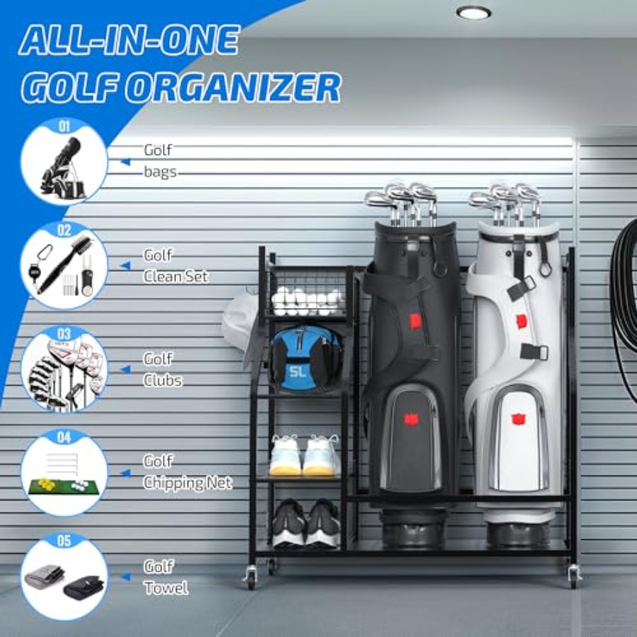 Golf Bag Storage Garage Organi - Golf Equipment Garage Storage บทวิจารณ์และราคา