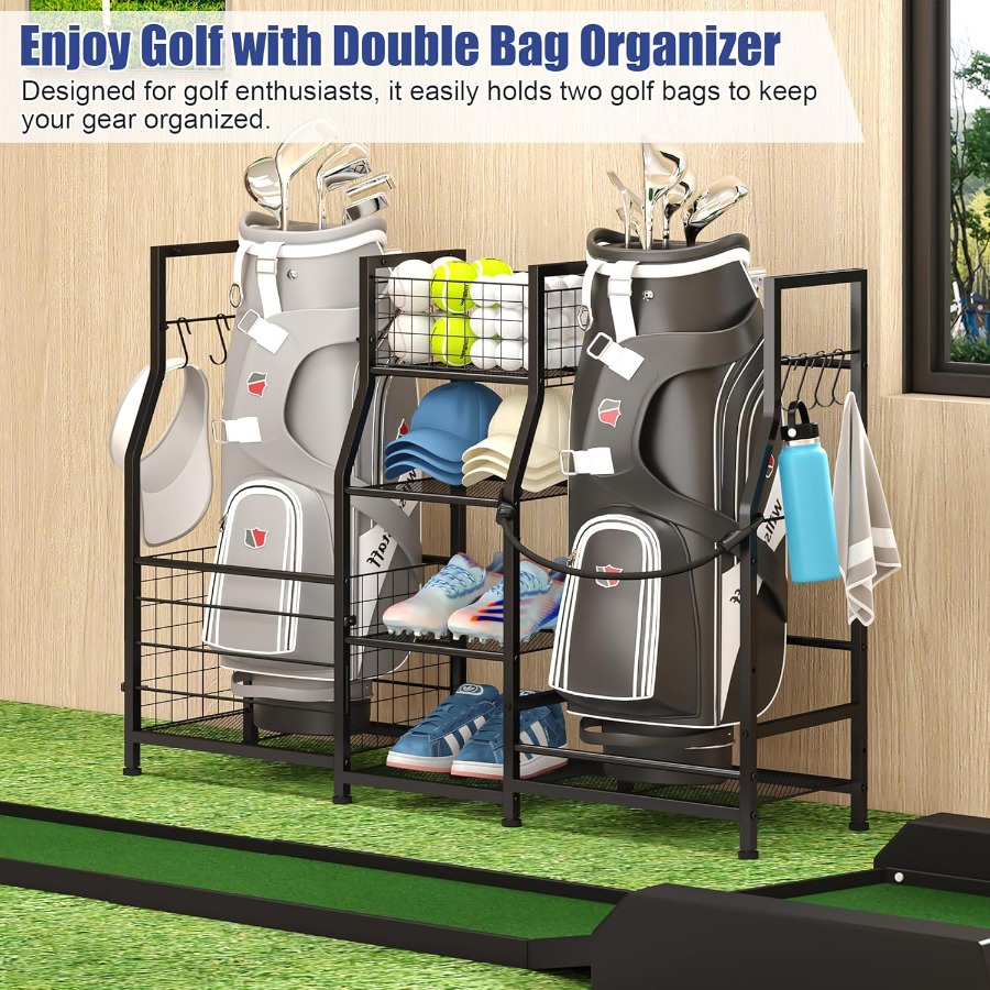 Golf Bag Stand Garage Storage  - Golf Equipment Garage Storage บทวิจารณ์และราคา