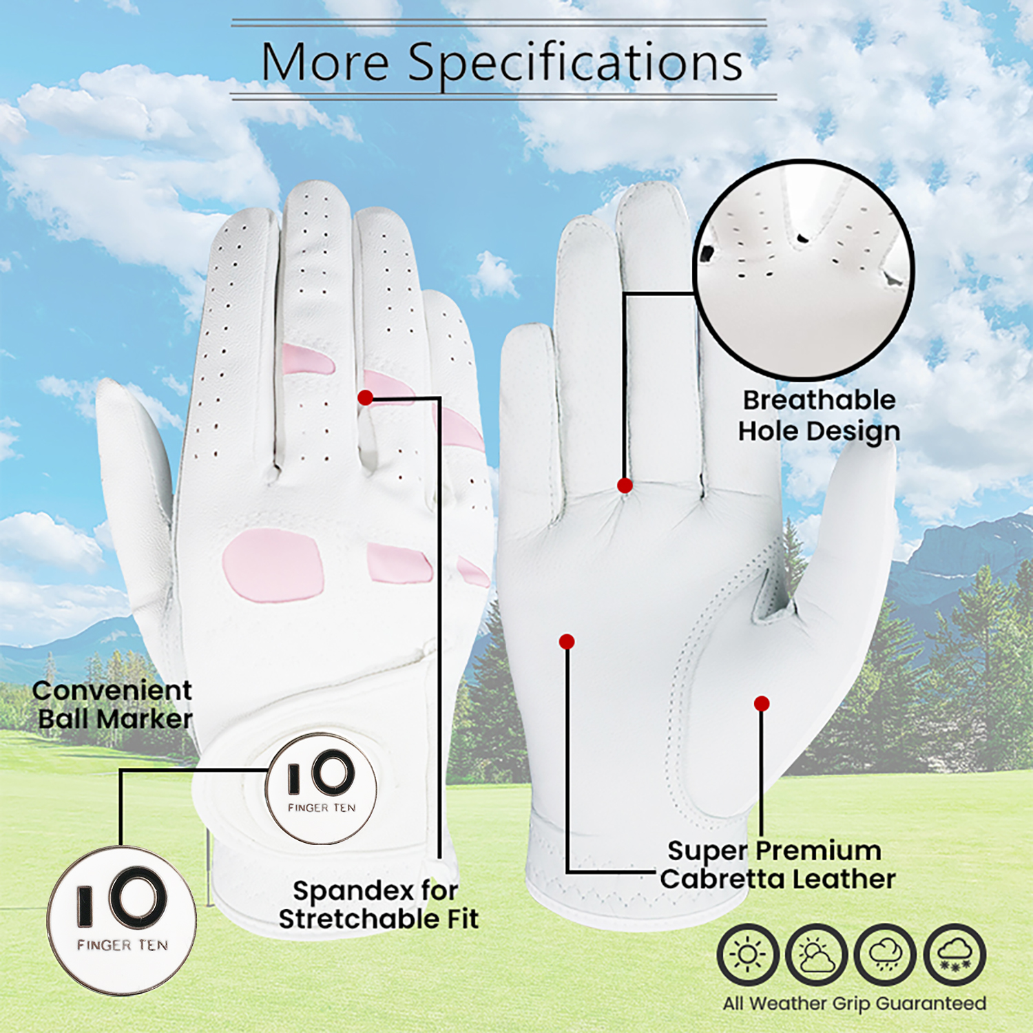 6 Pcs Rain Grip All Weather Wo - Golf Glove Cadet บทวิจารณ์และราคา