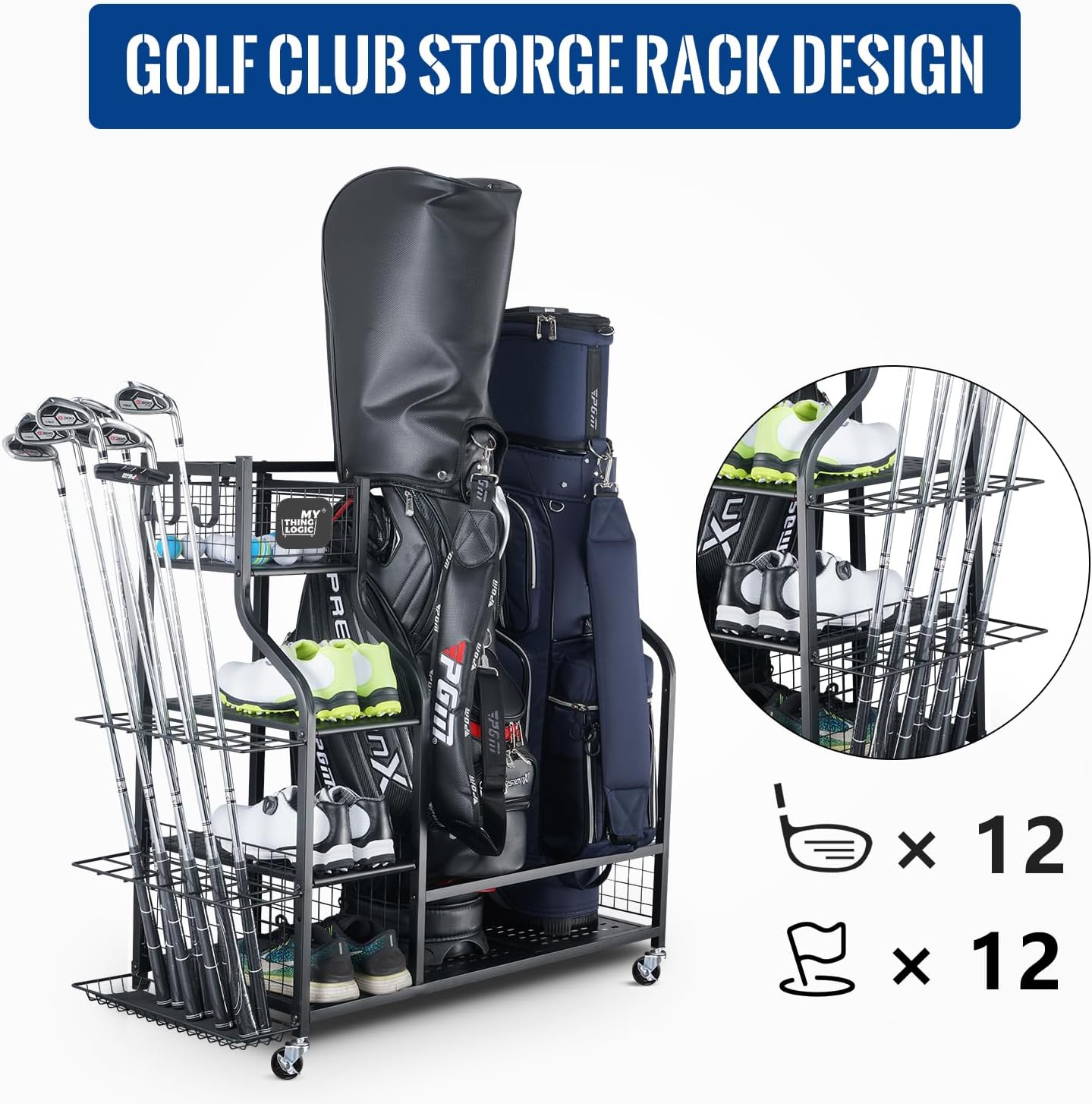 Golf Storage Garage Organizer, - Golf Equipment Garage Storage บทวิจารณ์และราคา